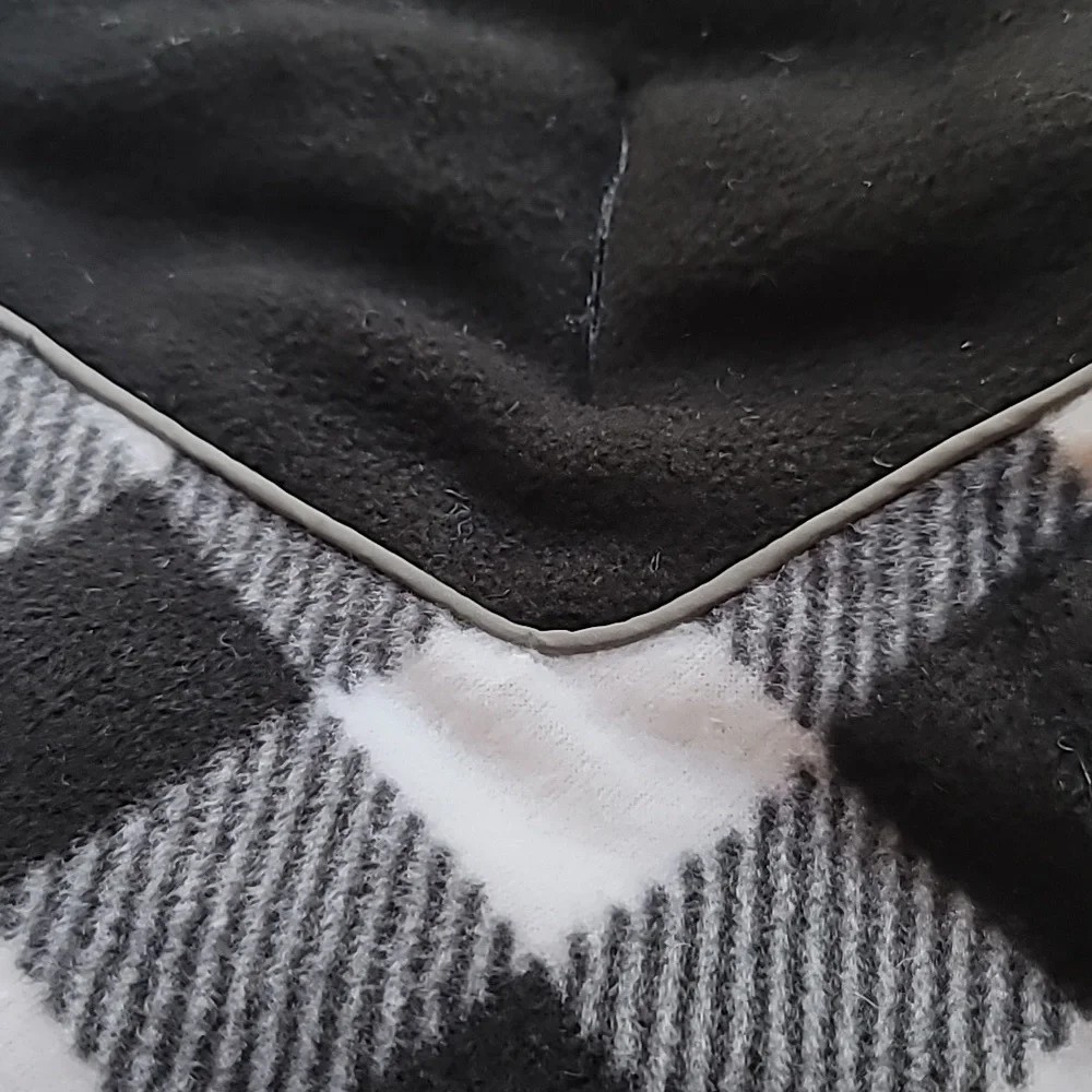 Fragralley Dog Black White Plaid Reversible Fall Winter Coat Harness Hole Size S